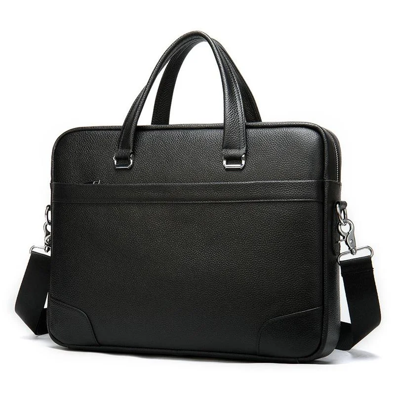 Durable Large Capacity Leather Fashion Plain Business Briefcase