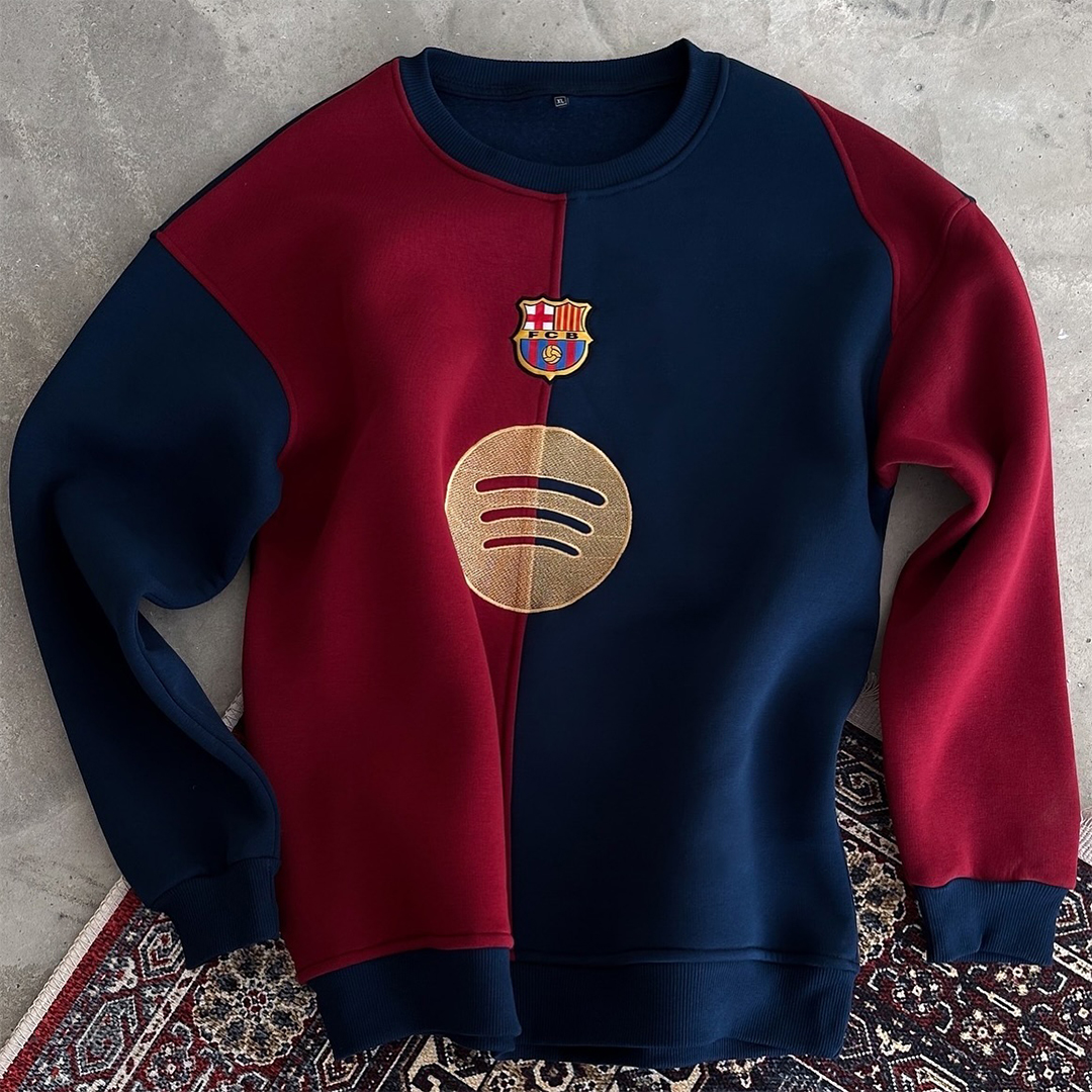 Unisex Soccer Embroidered Contrasting Color Sweatshirt