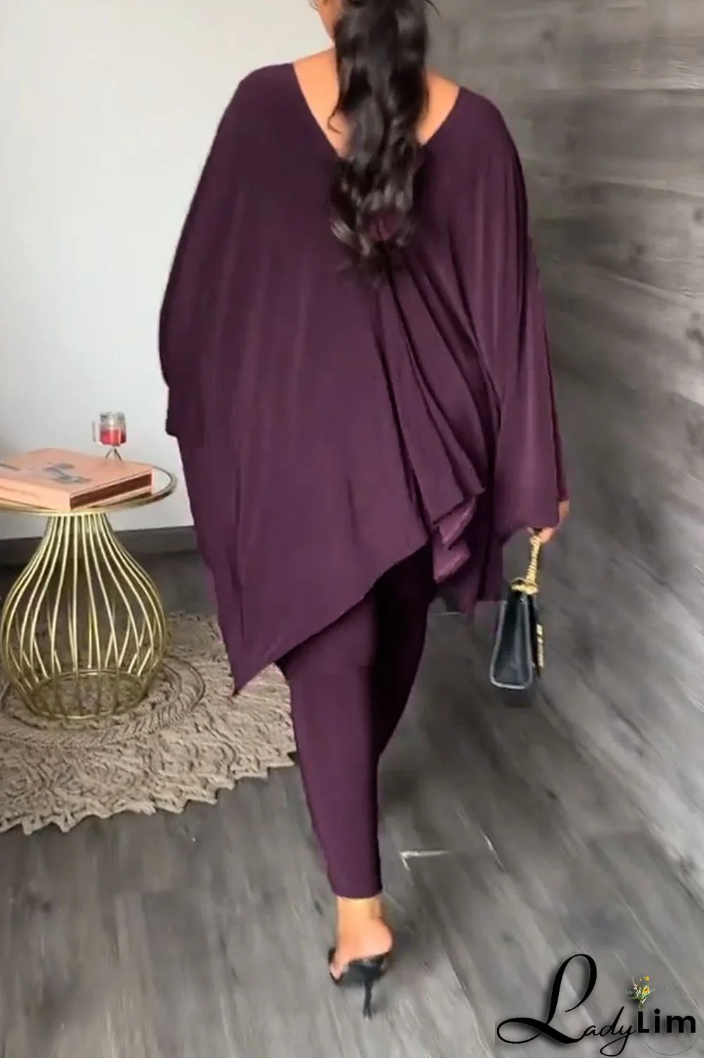 Black Casual Solid Patchwork V Neck Long Sleeve Two Pieces