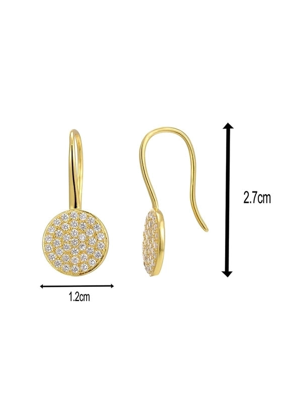1 Pair 14K Gold Plated 925 Sterling Silver Zircon Round Ear Hook