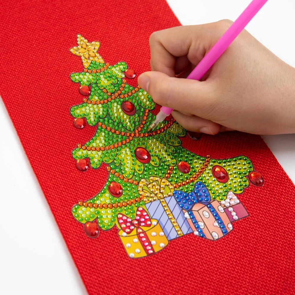 DIY Diamond Painting Xmas Wine Bottle Bag - Christmas Tree