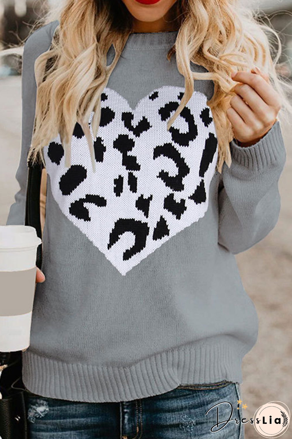 Casual Print Patchwork O Neck Tops Sweater(4 Colors)