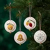 Christmas Embroidery Kit with Toolkit Embroidered Xmas Tree Ornaments Multifunctional Handmade Circle Embroidery Kit For Christmas Tree Home Decor tapestrymarket