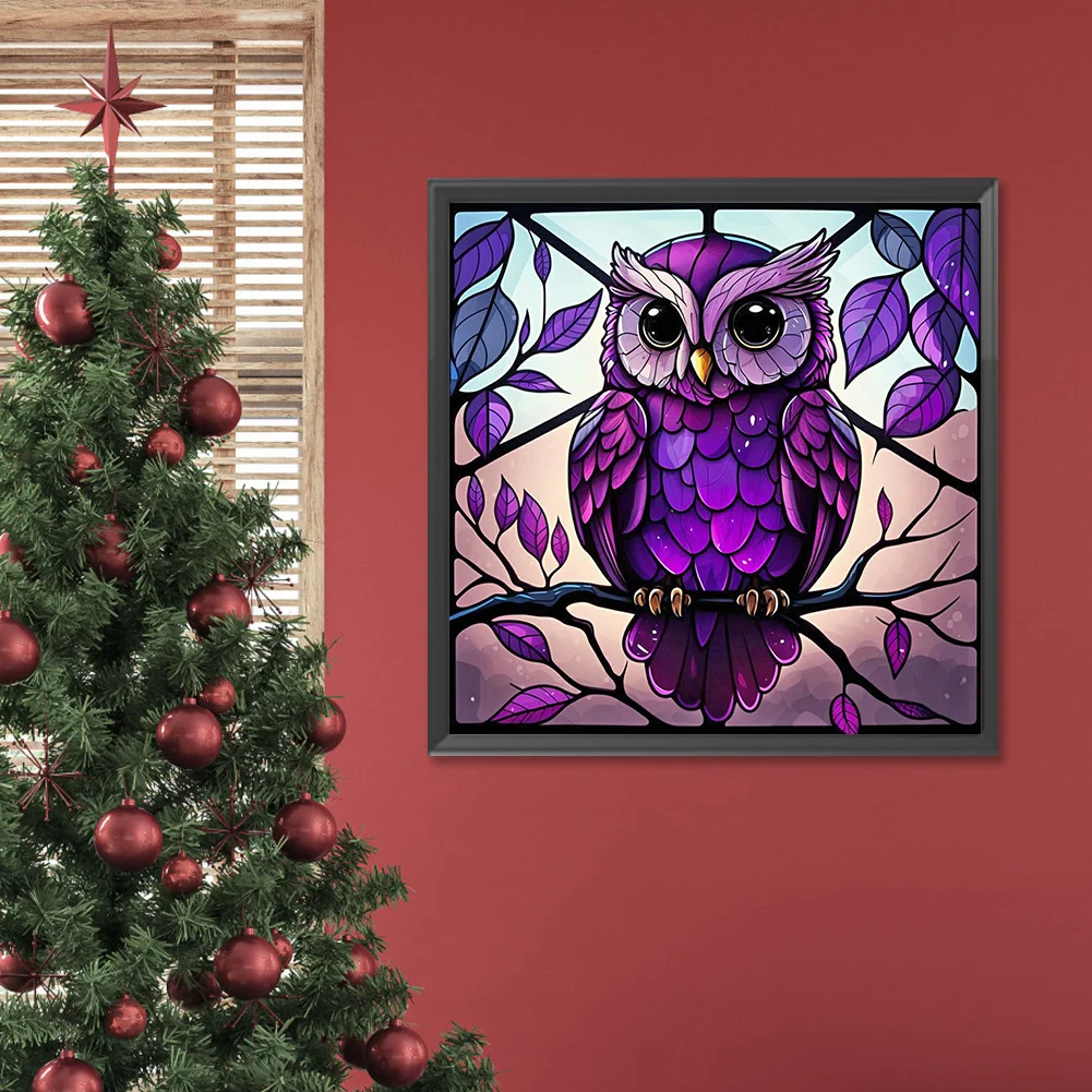 Diamond Painting - Full Round Drill - Stained Glass Owl(Canvas|30*30cm)