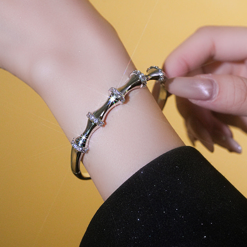 Diamond Bracelet New Chinese Style Brushed Bamboo Knot High-Grade Non-Fading Bamboo Bracelet Bracelet Daily Wear