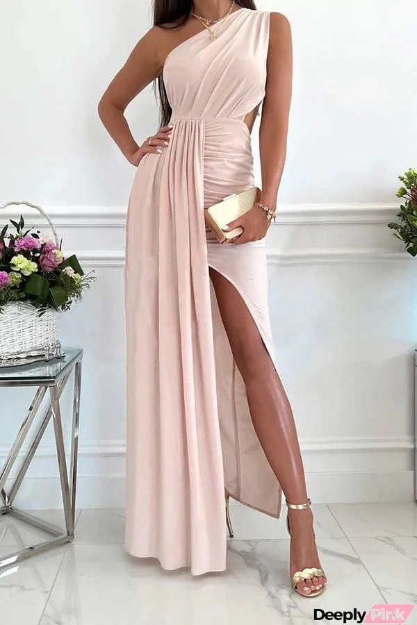 Romantically Inclined One Shoulder Maxi Dress