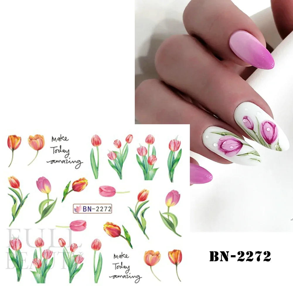 Churchf Nail Stickers Flowers Geometric Lines Decor Acrylic Embossed Sliders Gold Frame Nail Decals Cherry Blossom Manicure GLJI-5D05-Nail Inspo