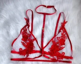 pornhint Pornhint Sasha red body harness, bra harness, harness lingerie, red harness, sexy lingerie, bondage lingerie