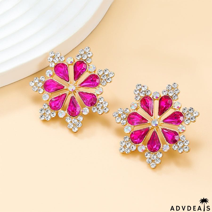 Exaggerated Diamond Flower Earrings