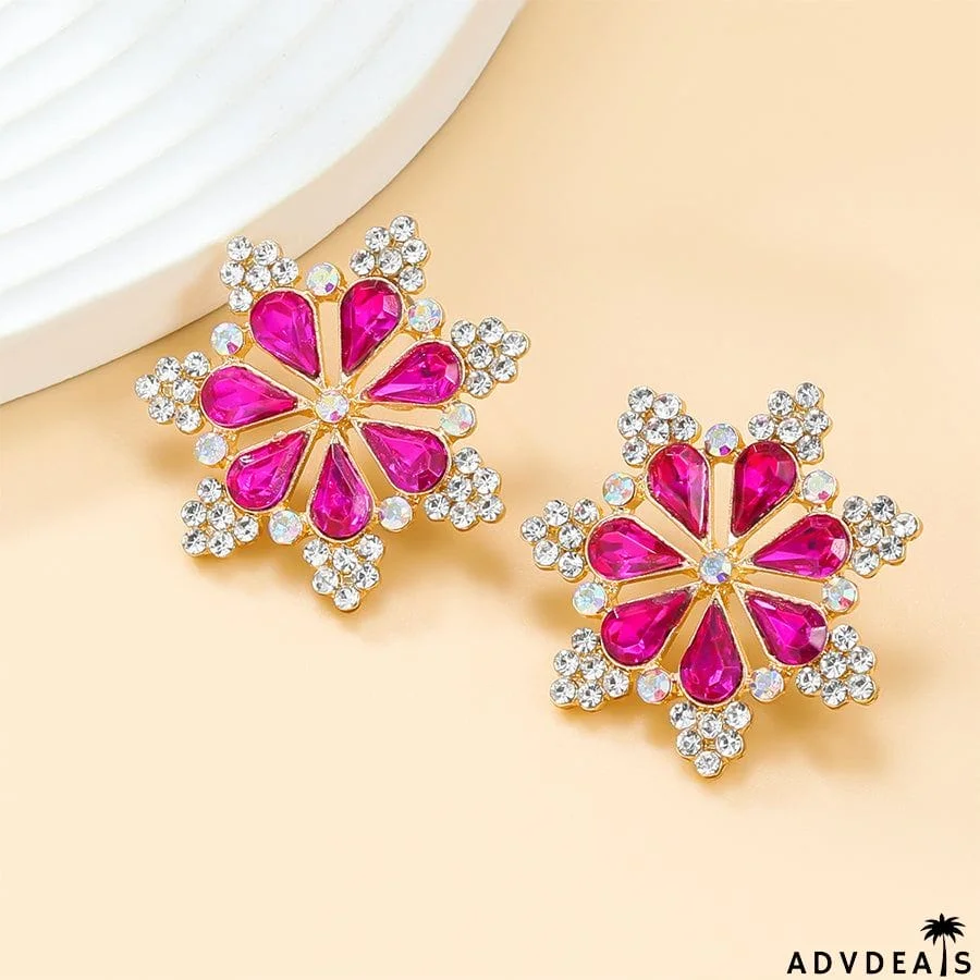 Exaggerated Diamond Flower Earrings