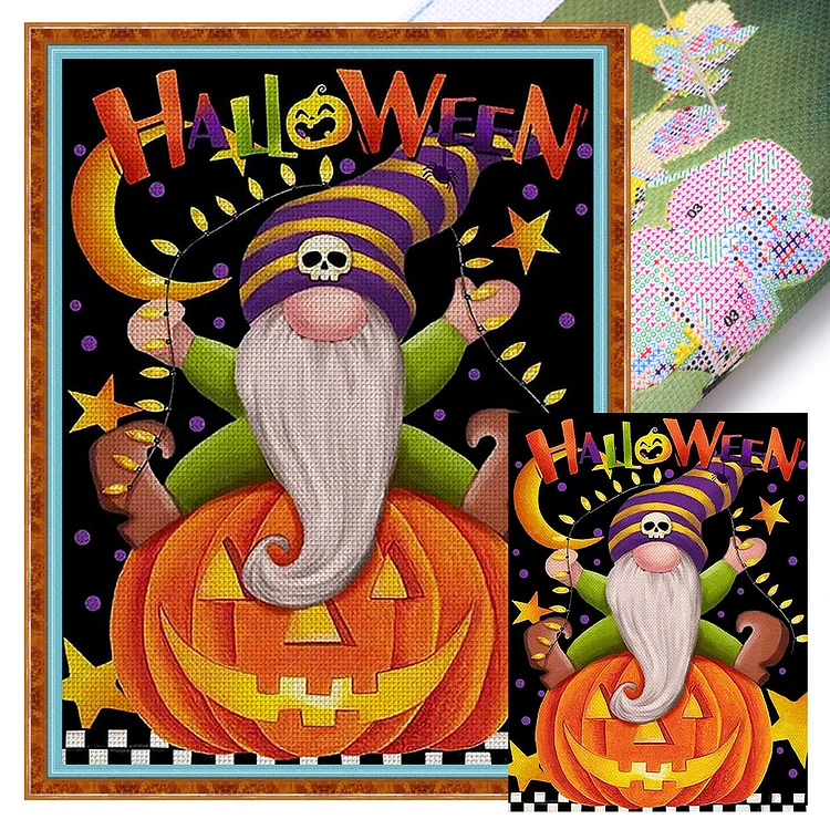 Halloween Gnome (40*55cm) 11CT Stamped Cross Stitch gbfke