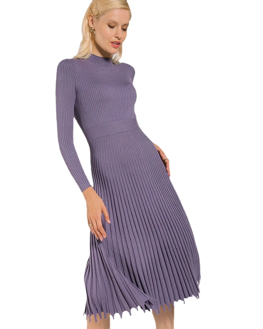 Brownm Brownm Autumn And Winter Hot New Fashion Women's Clothing Long Sweater Knitted Pure Color Bajamas Dress
