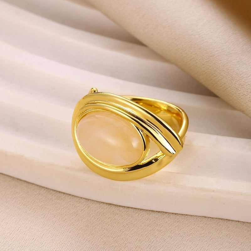 IG Style Elegant Classical Geometric 304 Stainless Steel Howlite Open Rings In Bulk