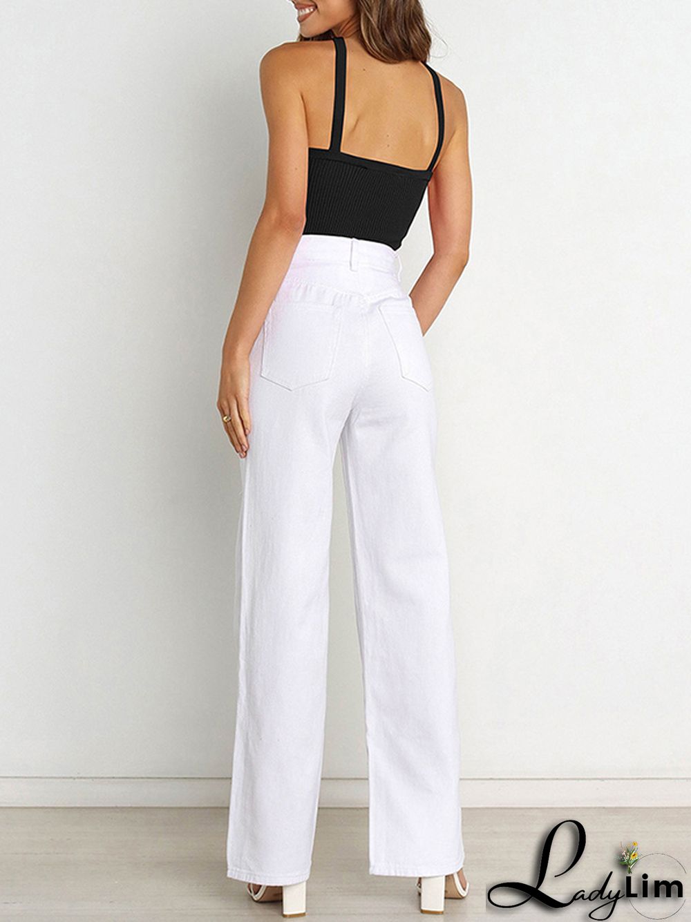 Skinny Sleeveless Solid Color Halter-Neck Vest Top