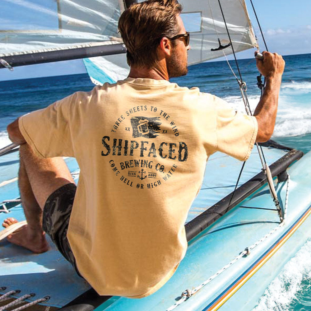  Vintage-Inspired Nautical Graphic T-Shirt for Men - Perfect for Summer Outings and Casual Wear