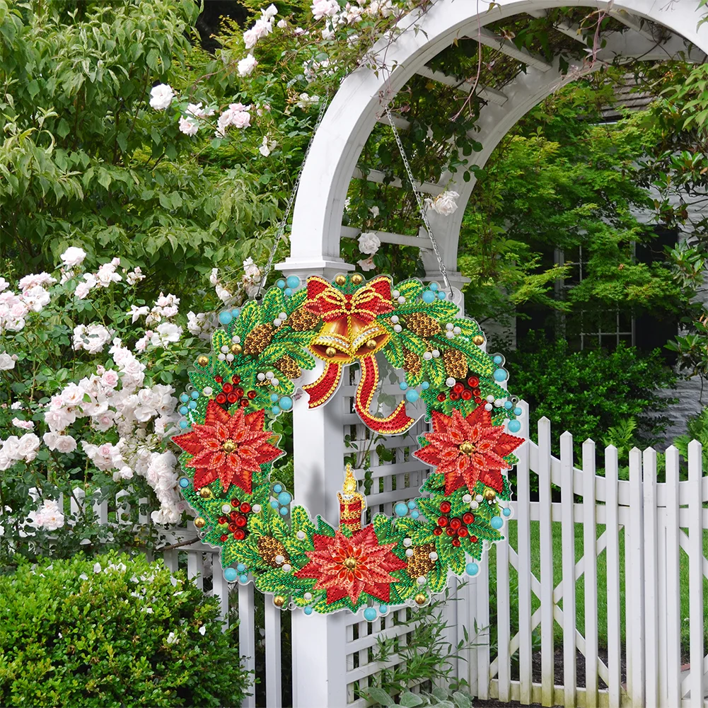 DIY Diamond Painting Hanging Christmas Wreath - Christmas Candle