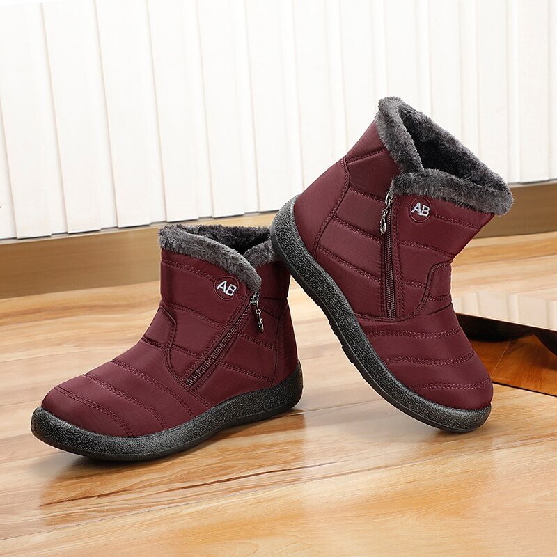 Winter Boots Women Ankle Boots Cotton Fabric Femmes Bottes Plush Shoes Ladies Booties Waterproof Shoes Buty Damskie