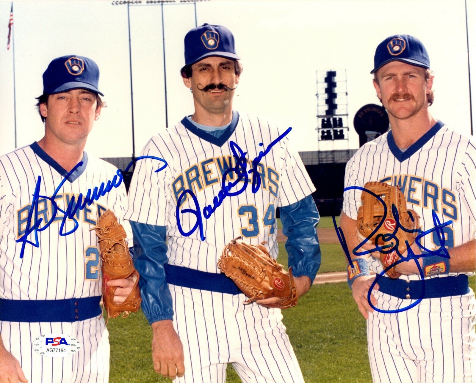 T. Simmons R. Fingers R. Yount autograph signed 8x10 Photo Poster painting Milwaukee Brewers PSA