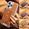 Magnetic Card Holder For Apple 15pro Mobile Phone Protective Cover Genuine Leather Full Cover Anti-Fall