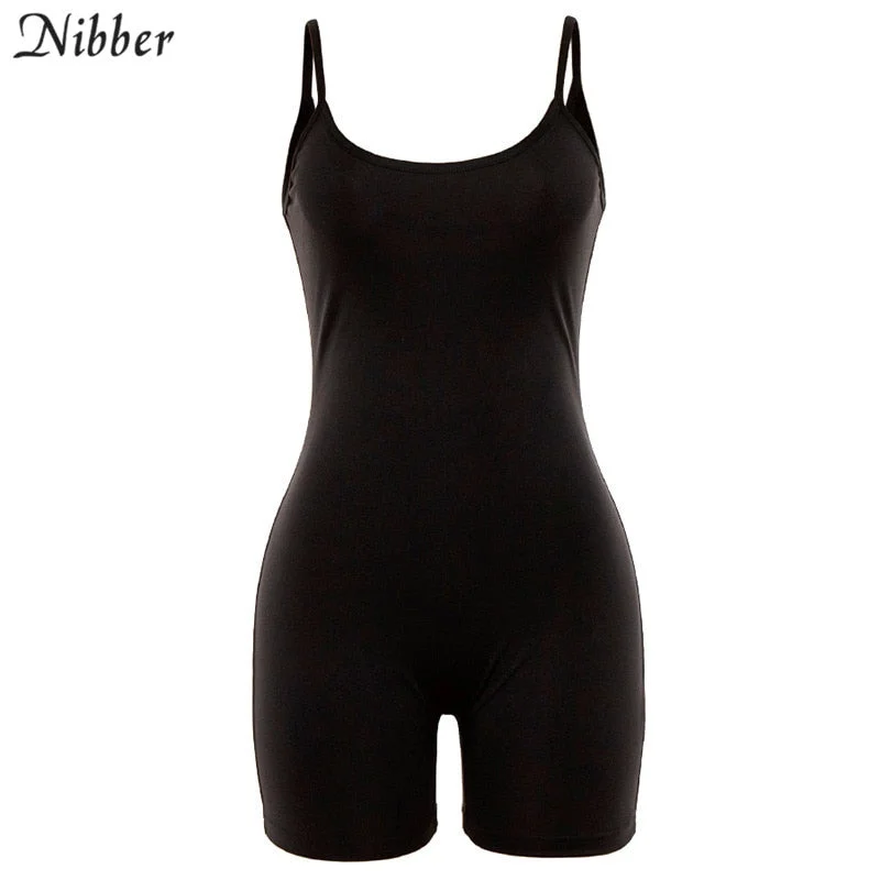 Nibber black Basic sleeveless playsuits womens 2019 summer fashion Elastic Soft casual wear playsuits Jogging Sportswear mujer