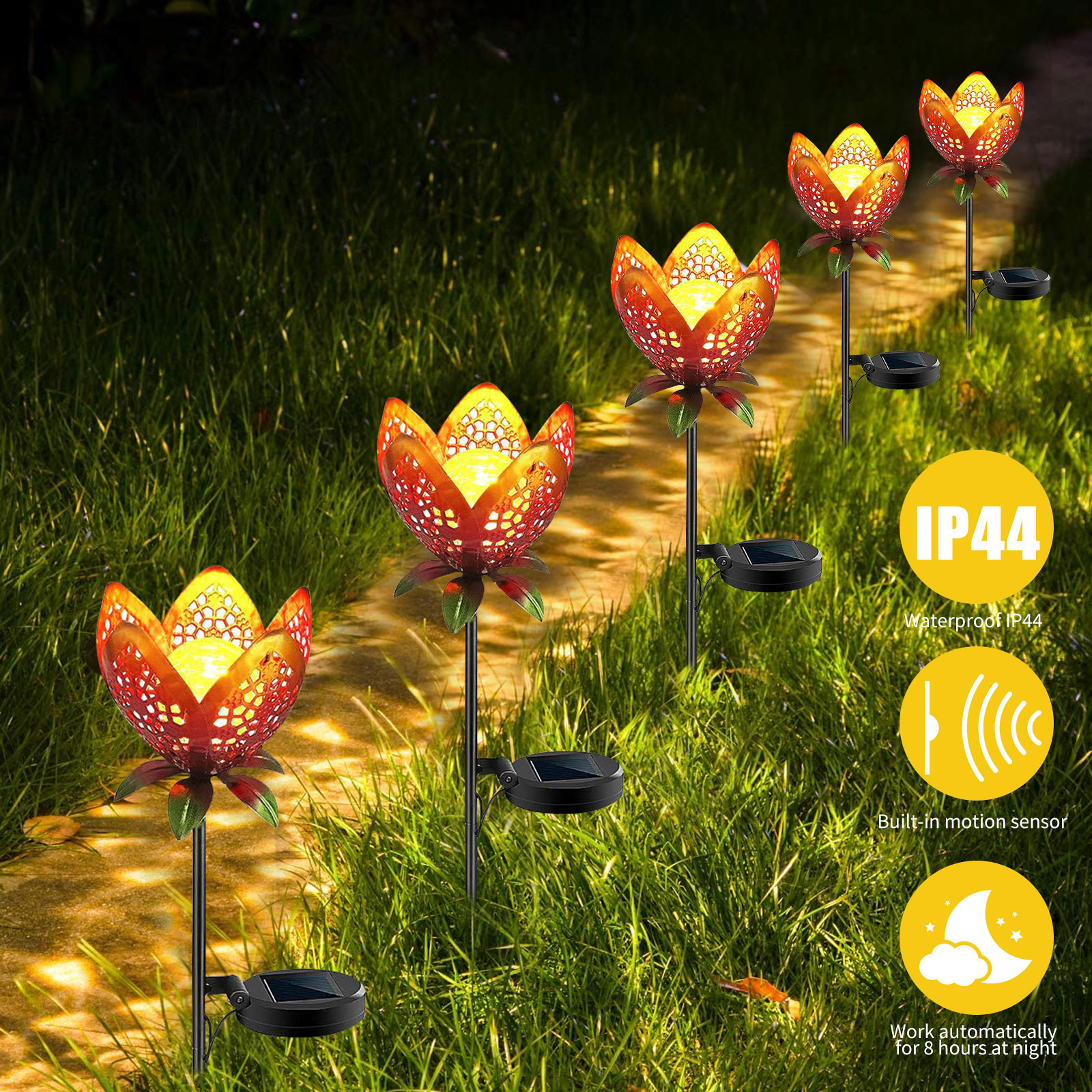 

Flowers Solar Stake Metal Art Waterproof-Lanscape Lawn Light, 501 Original
