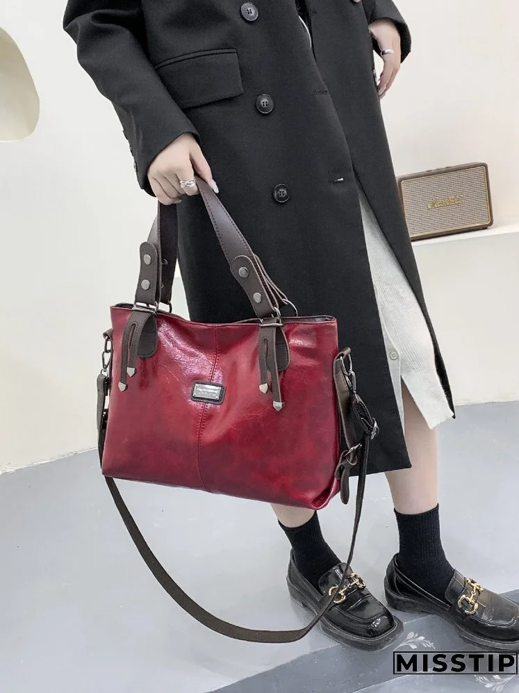 Metal Letter Decor Large Capacity Tote Bag