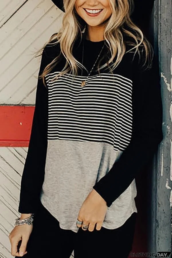Striped Colorblock T Shirt