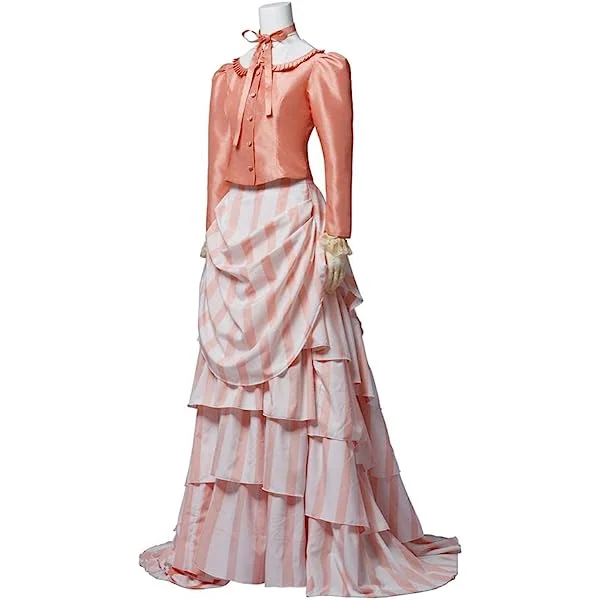 Marry Poppins Costume Victorian Edwardian Bustle Dress Christmas Striped Skirt Suit