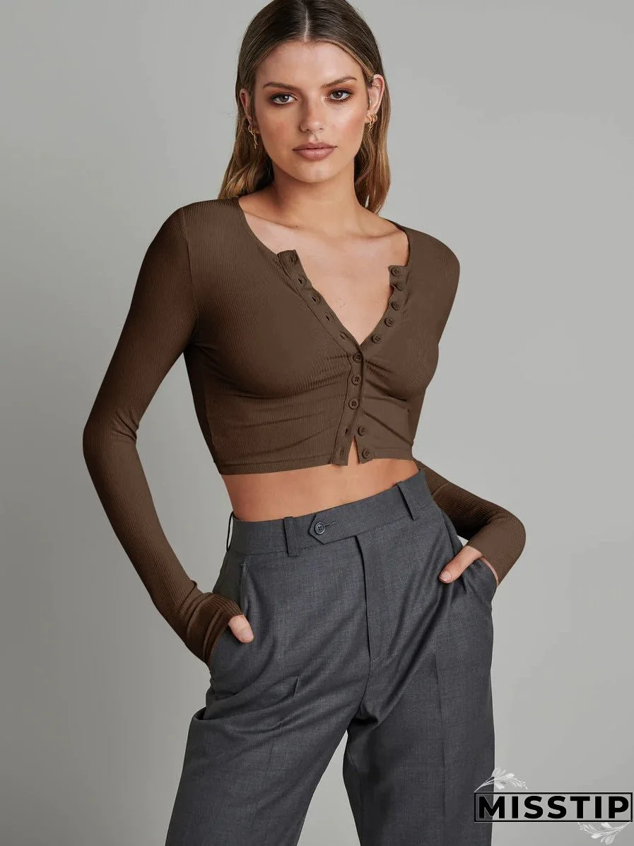 Women's Button Long-sleeved Knitted Autumn Fashion Wear Knitwear