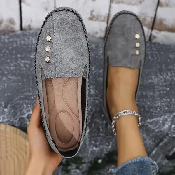 Solid Color Flat Shoes, Lightweight, Anti-Slip, Breathable, Orthopedic, Casual, Plain Toe For Women Radinnoo.com
