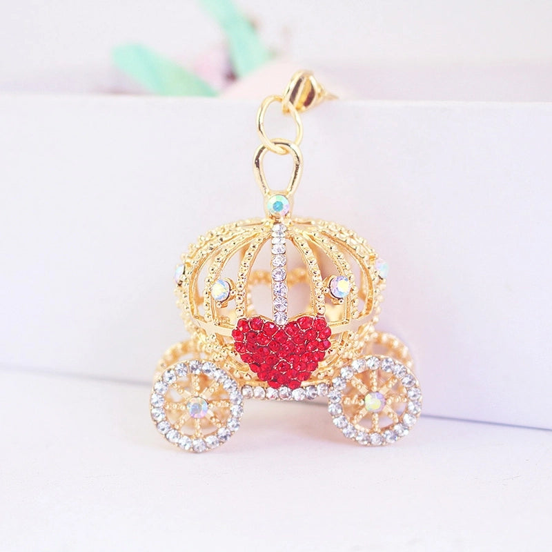 Cute Pumpkin Carriage Alloy Rhinestone Halloween Unisex Bag Pendant Keychain