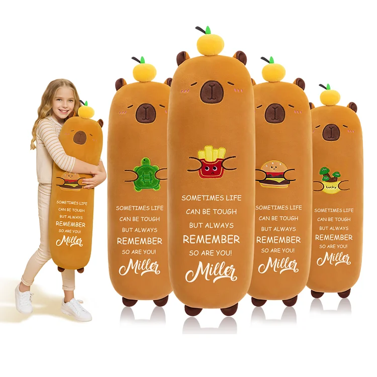 Duckbe Custom Long Capybara Plush Body Pillow 4 Sizes,  43.3" Giant Capybara Stuffed Animal Plushies for Kids Girls, Cute & Soft Sleeping Pillow Personalized  Birthday Gift