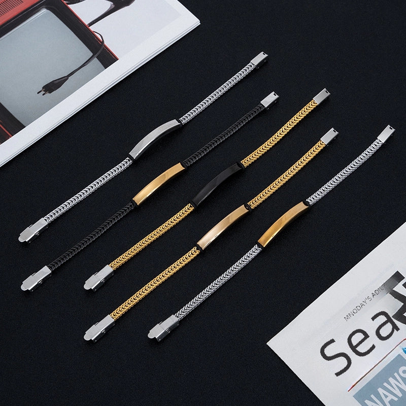 3 Pieces Europe And The United States New Fashion Men Hip-hop Punk Titanium Steel Bracelet Manufacturers Custom Gift Lettering Stainless Steel Bracelet