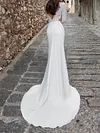 Split-Joint Lace Backless V-Neck Long Sleeves Mermaid Wedding Dress