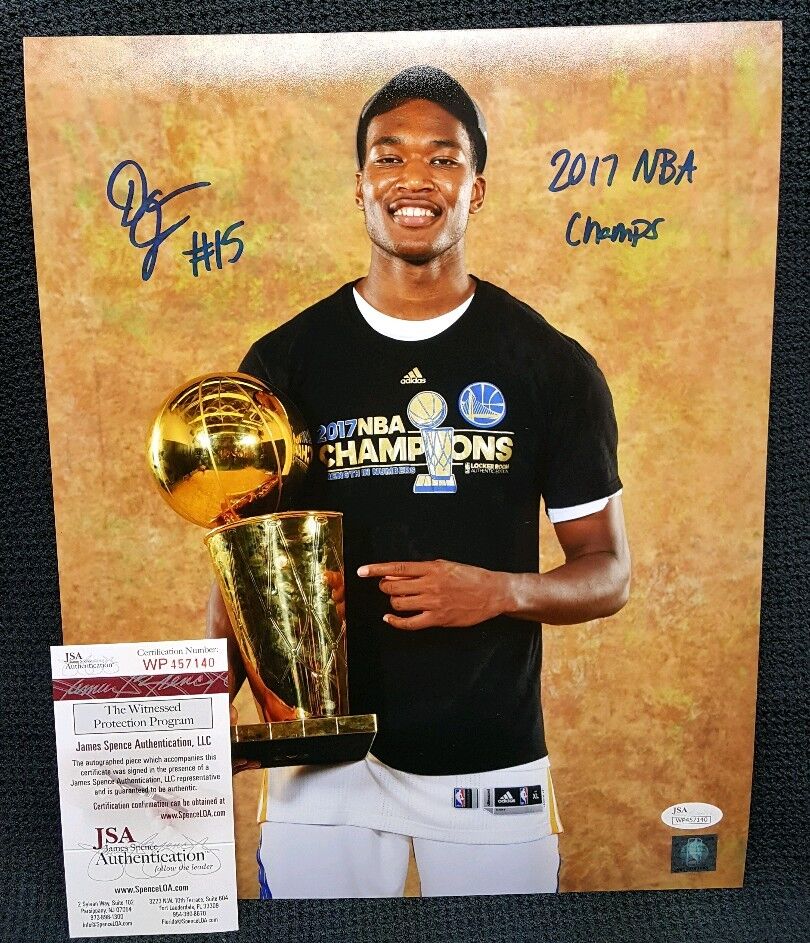 DAMIAN JONES Autographed 2017 Golden State Warriors 11x14 Photo Poster painting. WITNESSED JSA