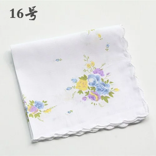 Handkerchiefs Women Soft Floral Printing Cotton Elegant Classic Pockets Square Handkerchief Womens National Style Simple Trendy