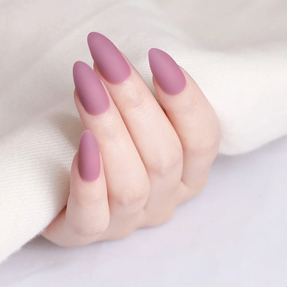 24Pcs Matte Dark Brown Artificial Fake Nails Long Stiletto False Nails For Design DIY Fingernails Art Tip Manicure Tool-Nail Inspo