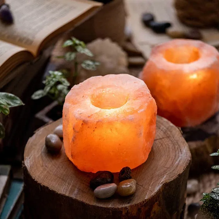 Romantic Hand Carved Candle Holder Himalayan Pink Salt Lamp