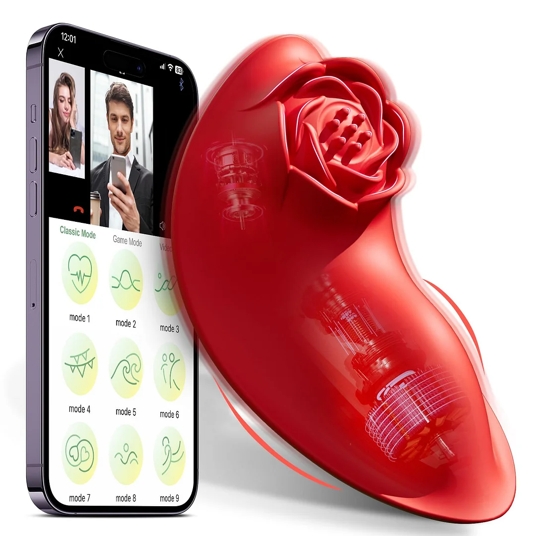 App Remote Control Double Motors 9 Vibration Rose Panty Vibrator - Rose Toy