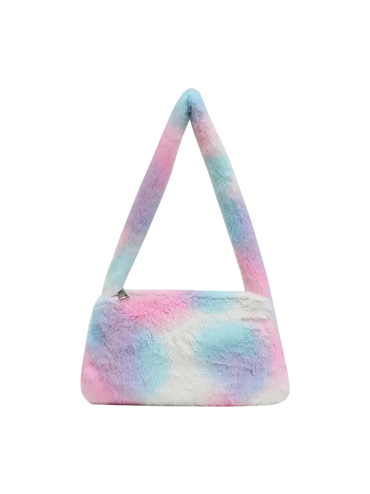 Animal Underarm Bag Women Mini Plush Shoulder Handbags Purse (16 Tie Dye)