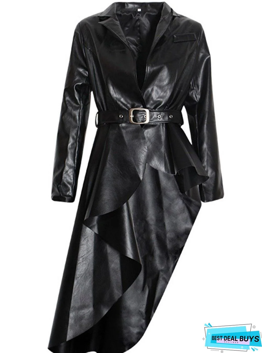 Belted Pu Leather Jacket
