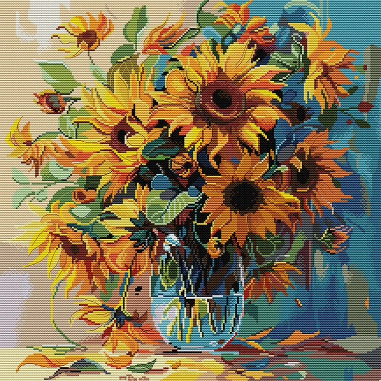 Joy Sunday Sunflower Four 14CT Stamped Cross Stitch 47*47CM