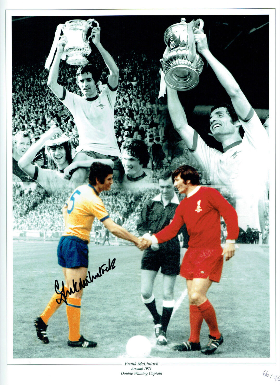 Frank McLINTOCK Signed Autograph 16x12 Arsenal Montage Photo Poster painting AFTAL COA