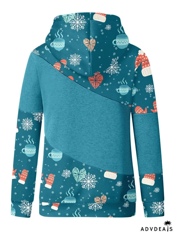 Casual Fashion Printed Long Sleeve Christmas Hoodie