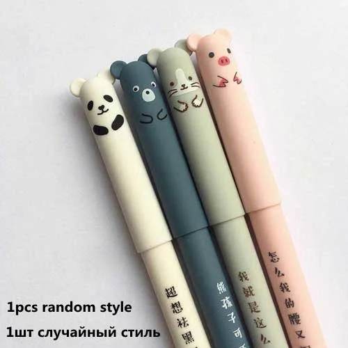 1pcs Student Washable Handle Pen Cute Pig-panda Pens 0.35mm Refill Rods Blue Ink Gel Pen Erasable Stationery School Supplies