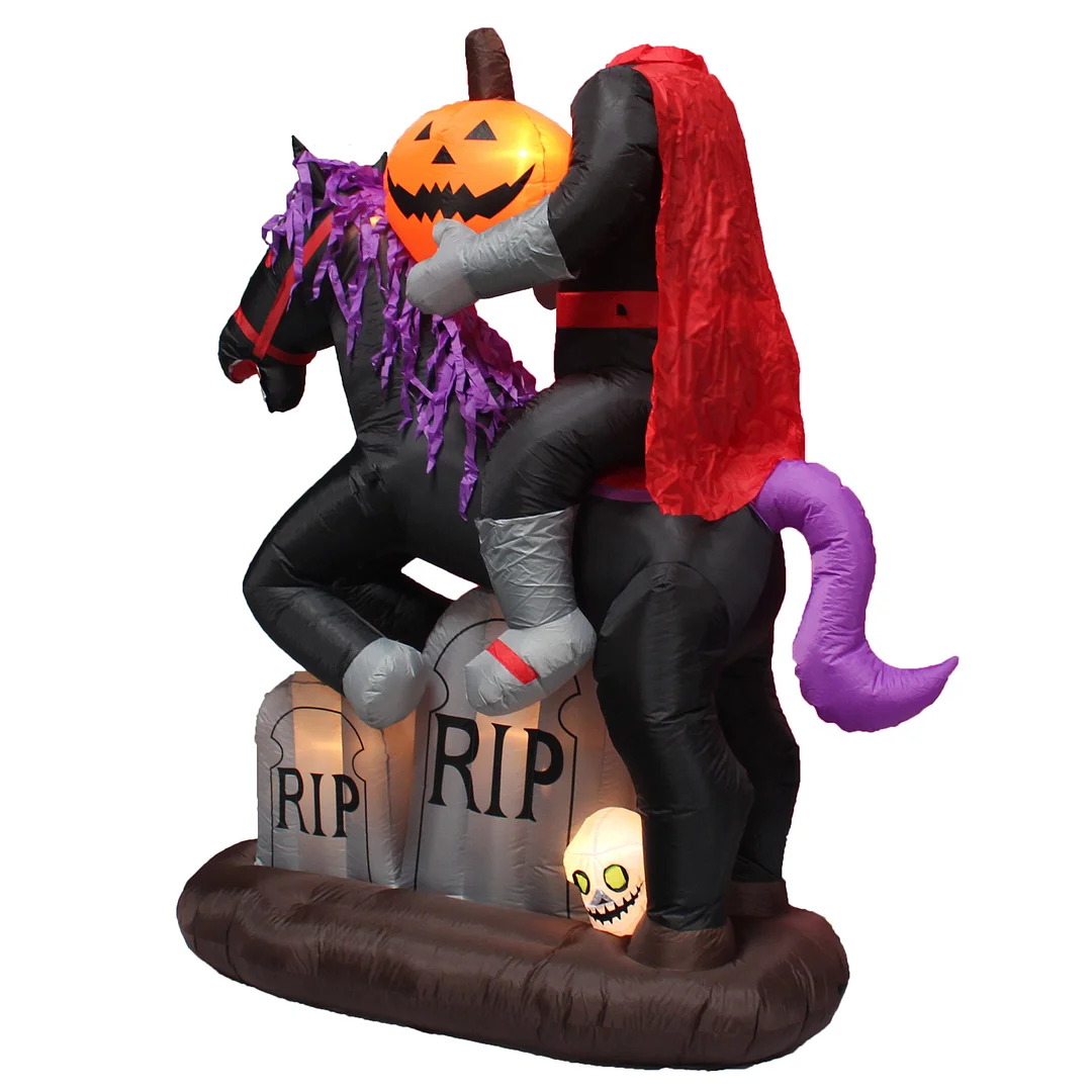 Headless Horse with Pumpkin and Tombstone Inflatable