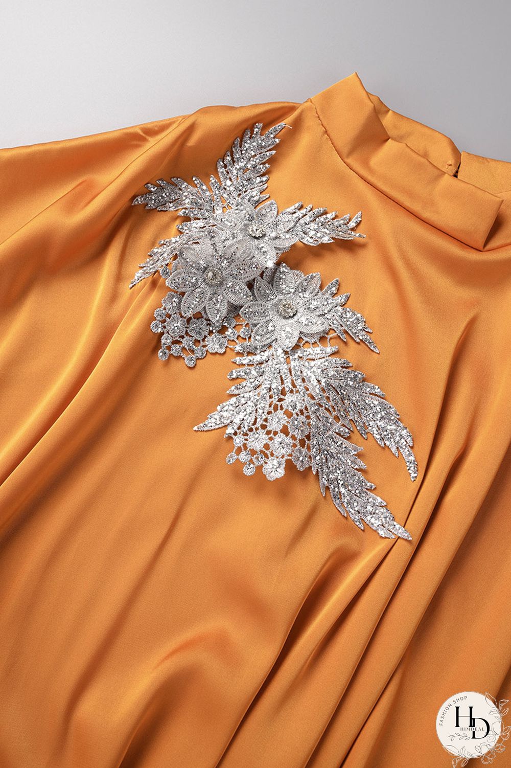 Yellow Casual Daily Solid Appliques Beading O Neck Long Dress Dresses