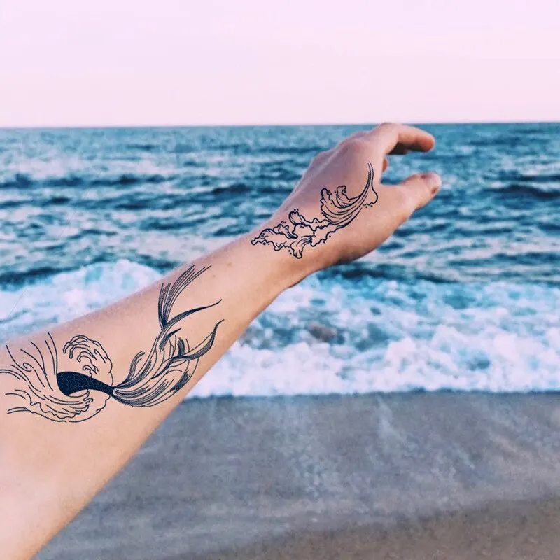 Semi-permanent Waterproof Temporary Tattoos Sun Star Moon Body Art Tattoo Sticker Full Fake Tatoo Women Men