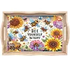 Plateau de service fleur d’abeille en bois-vaisselle bricolage