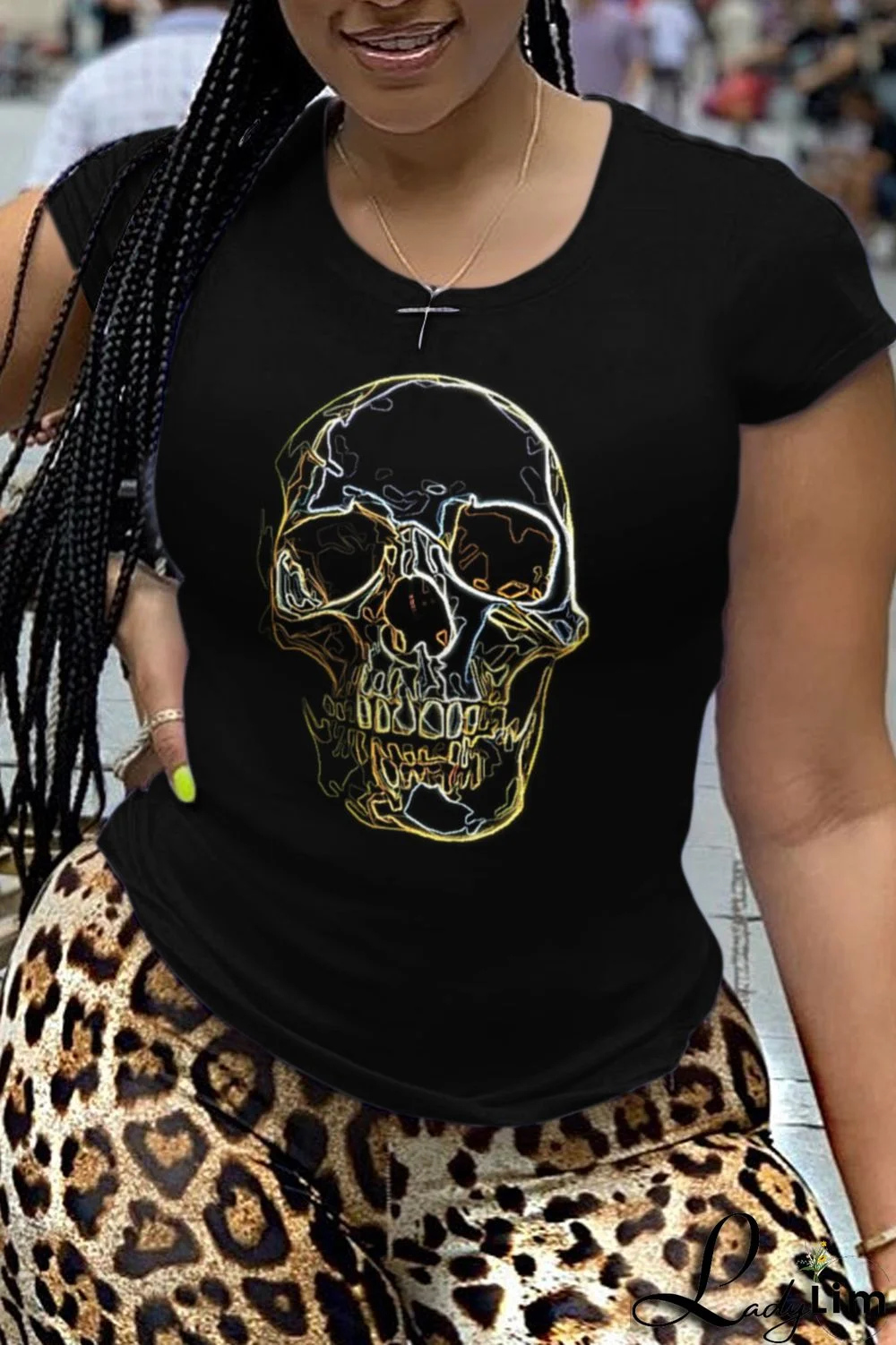 Orange Fashion Vintage Print Patchwork O Neck T-Shirts